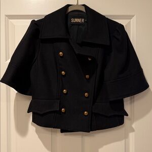 Elegant Black Double-Breasted Pea Coat